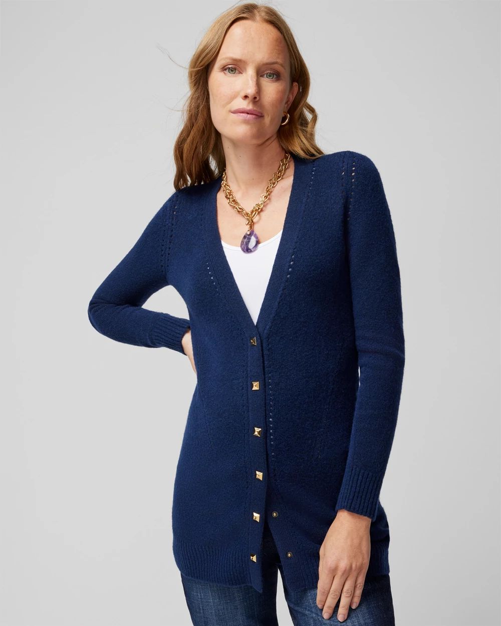 Navy blue boyfriend cardigan top